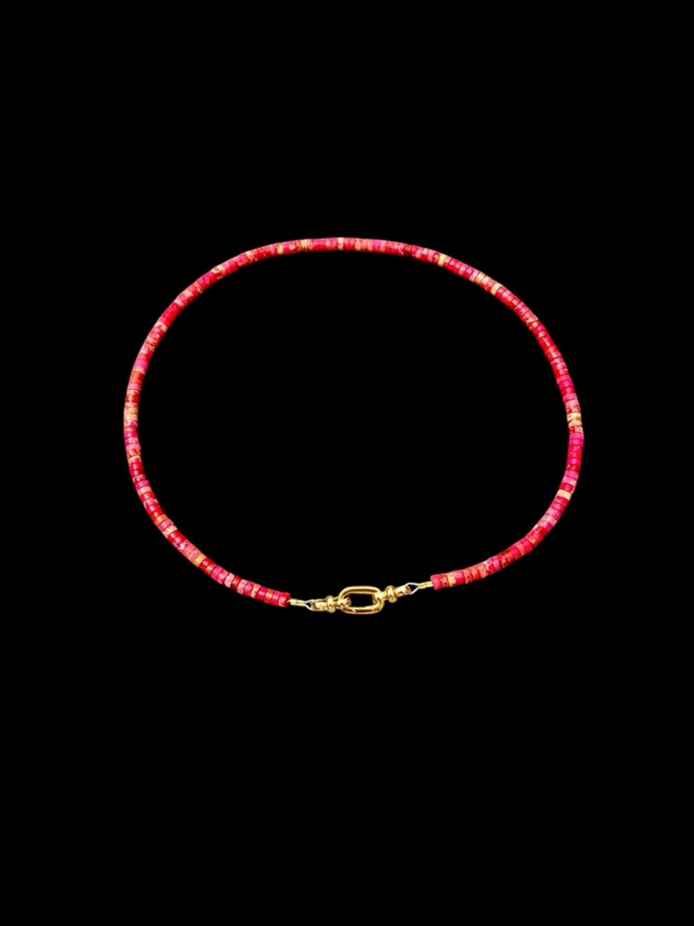Red Heishi Bead Necklace.